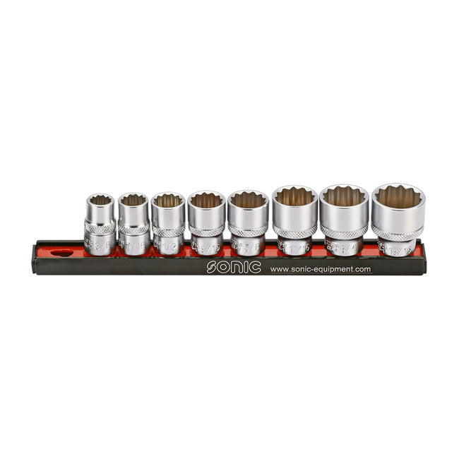 Sonic, 8-Piece Socket Set with 3/8" Rail, US/SAE Sizes