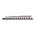 Sonic 1/2" Drive Socket Set with Rail, 15-Piece US/SAE