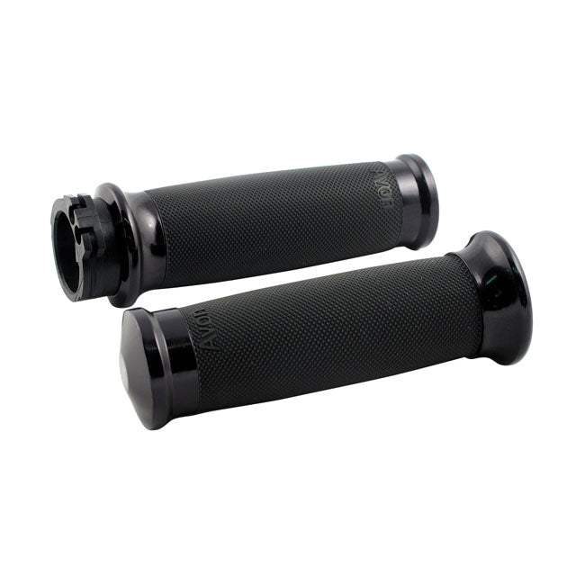 Puños Para Harley-Davidson Avon Custom Contour Anodizado Negro