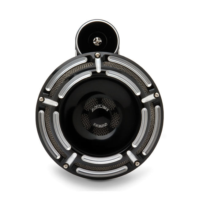 Arlen Ness Stainless Steel Horn Kit, Slot Track Black CC for Harley Davidson