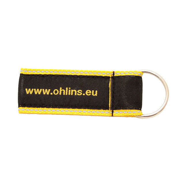 Keychain with black and yellow Öhlins logo