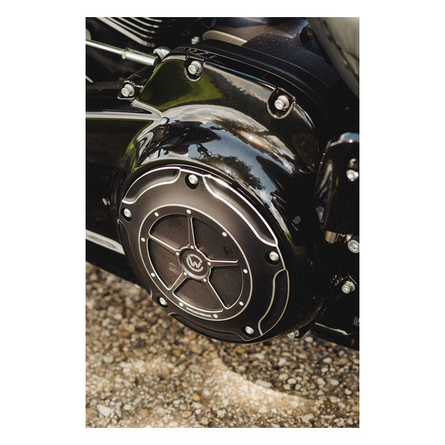 Cult-Werk, Derby Primärdeckel. Schwarz für Harley-Davidson