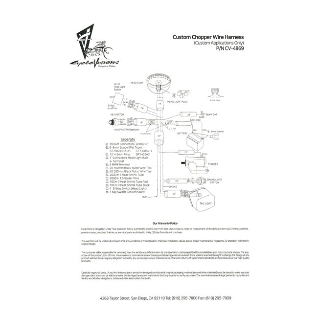 Cycle Visions, Kit De Arnés De Cableado Básico Universal Para Harley Davidson