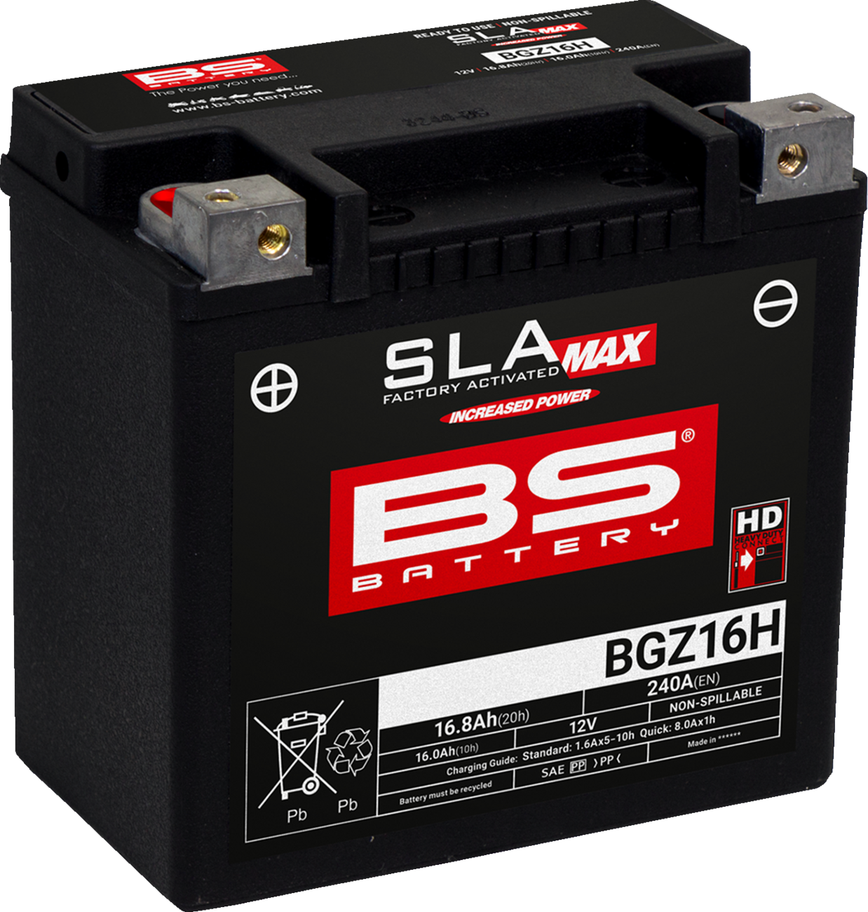 Batería AGM Activada De Fábrica SLA MAX Libre De Mantenimiento BGZ16H