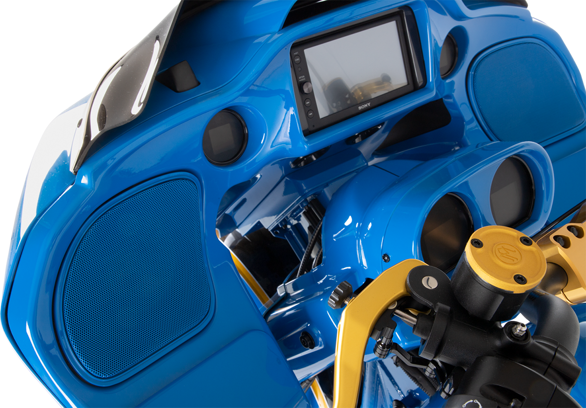 Replacement Speaker Grilles for Harley Davidson 15-23 FLTRX/FLTRXS/FLTRU/FLTRK (except 23 FLHXSE) (black trim)