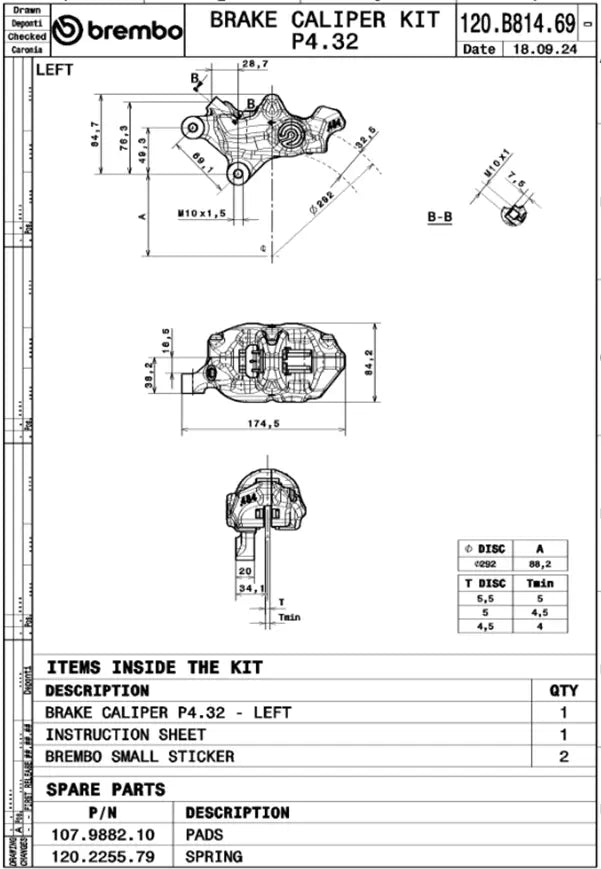 Front brake caliper 484 for Harley Davidson