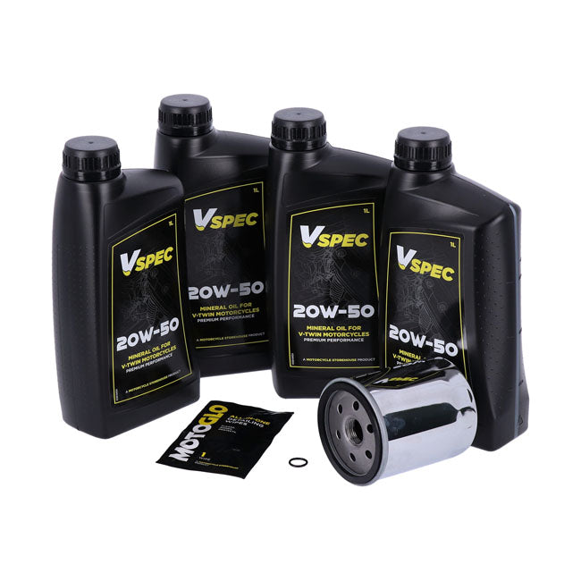 Kit De Cambio De Aceite De Motor. Cromo. 4L. 20W50 Minerales Para Harley Davidson Touring