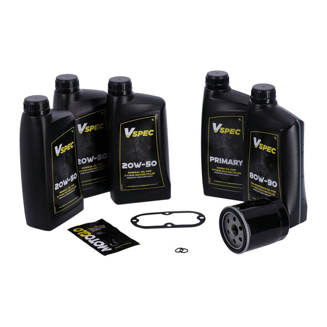 MCS, Oil Change Kit 'Big Oil'. Mineraal. Zwart filter voor Harley Davidson 84-98 Softail