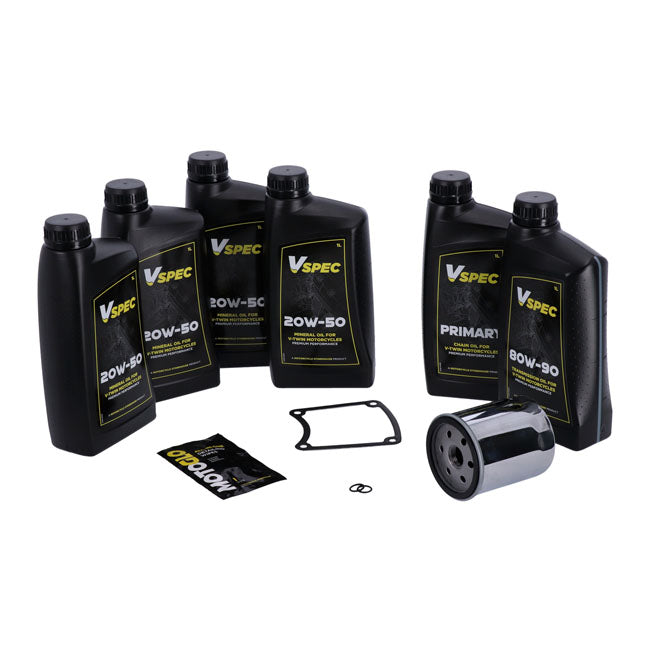 Kit Cambio Aceite 'Big Oil'. Mineral. Filtro Cromado Para Harley Davidson 86-98 FLT/Touring