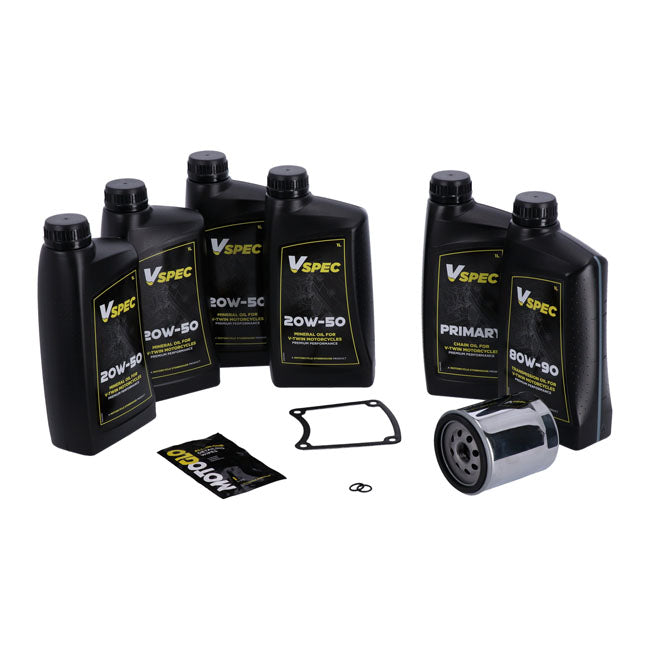 Kit Cambio Aceite 'Big Oil'. Mineral. Filtro Cromado Para Harley Davidson 99-06 FLT/Touring