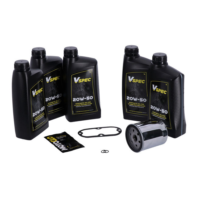 Kit Cambio Aceite 'Big Oil'. Totalmente Sintético. Filtro Cromado Para Harley Davidson 84-98 Evo Softail