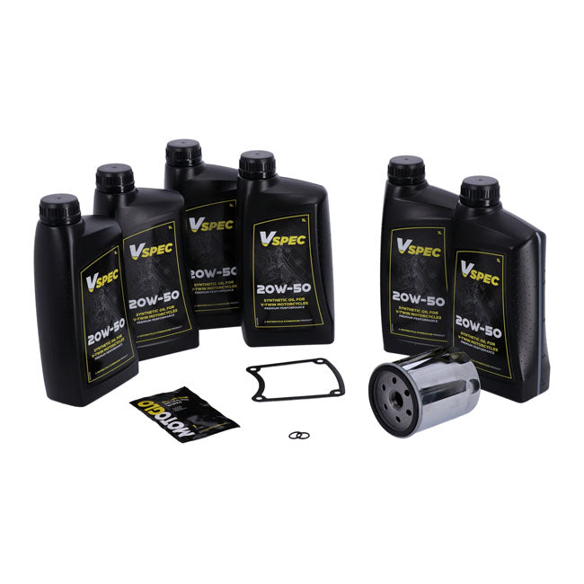 Big Oil Oil Change Kit. Fully synthetic. Chrome filter. For Harley-Davidson 86-98 FLT/Touring.