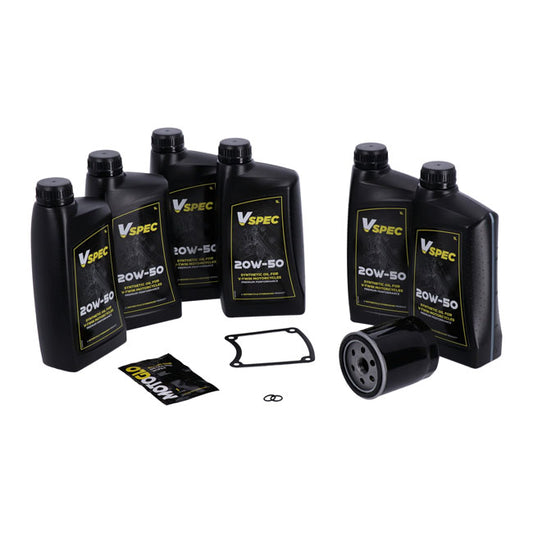 Kit cambi olio "grande olio". Totalmente sintetico. Filtro nero per Harley Davidson 86-98 FLT/Touring