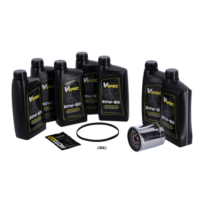 Kit cambi olio "grande olio". Totalmente sintetico. Filtro Chrome per Harley Davidson 17-23 Touring; 17-23 Trike