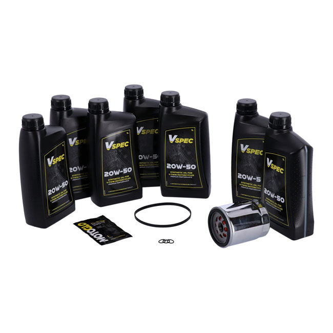 Kit Cambio De Aceite 'Big Oil'. Totalmente Sintético. Filtro Cromado Para Harley Davidson 18-23 Softail