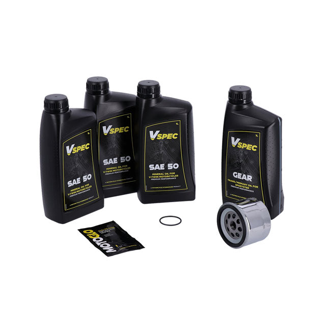 Big Oil Service Kit. Mineral SAE50. Chrome Filter for Harley-Davidson 80-E84 XL Sportster