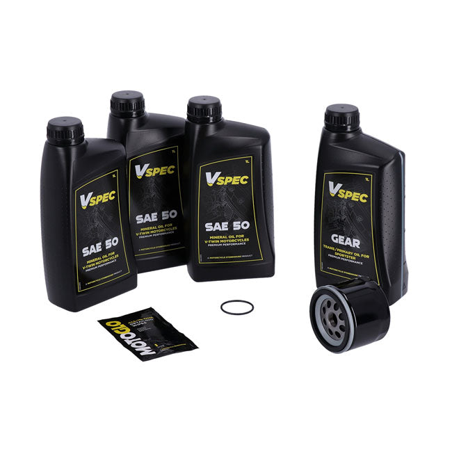 Big Oil Service Kit. Mineral SAE50. Black Filter for Harley-Davidson 80-E84 XL Sportster