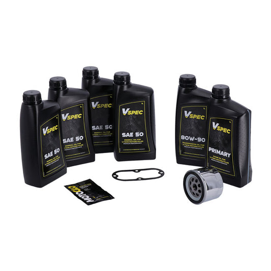 Kit De Servicio 'Big Oil'. Mineral SAE50. Filtro Cromado Para Harley Davidson L82-84 Fl Shovel; 82-84 Fx Shovel