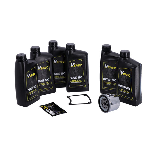 Big Oil Service Kit. SAE50 Mineral. Chrome Filter for Harley-Davidson 85-86 FXR
