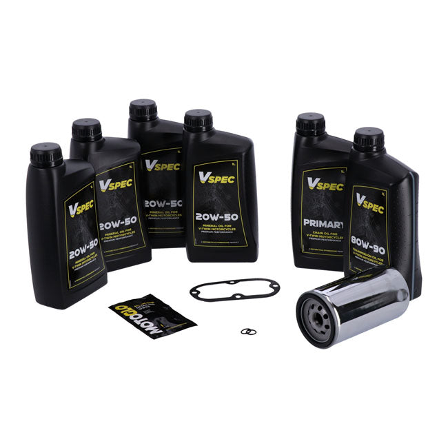 Big Oil Oil Change Kit. Mineral. Chrome Filter. For Harley-Davidson 91-98 Dyna.