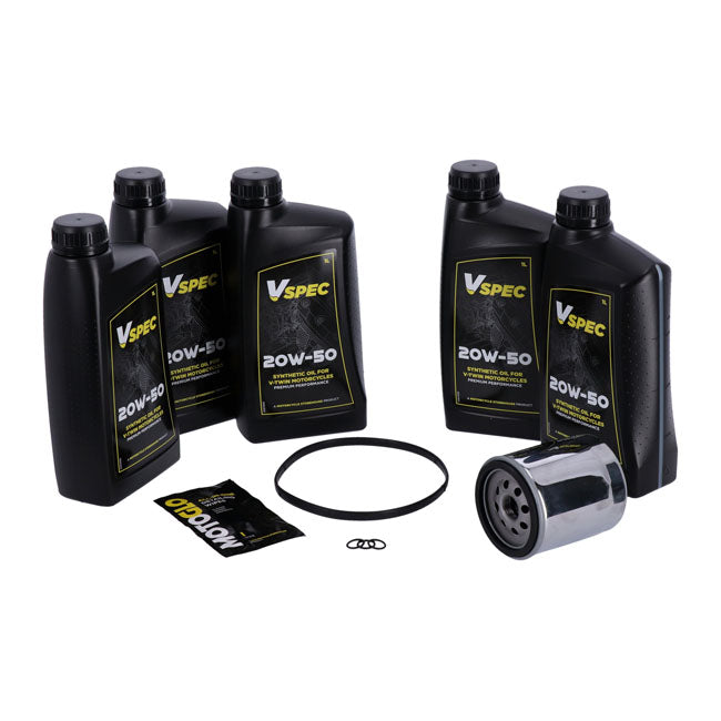 Kit Cambio De Aceite 'Big Oil'. Totalmente Sintético. Filtro Cromado Para Harley Davidson 07-16 FLT/Touring; 09-16 Trike