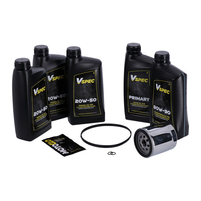 Kit Cambio Aceite 'Big Oil'. Mineral. Filtro Cromado Para Harley Davidson Dyna, Softail