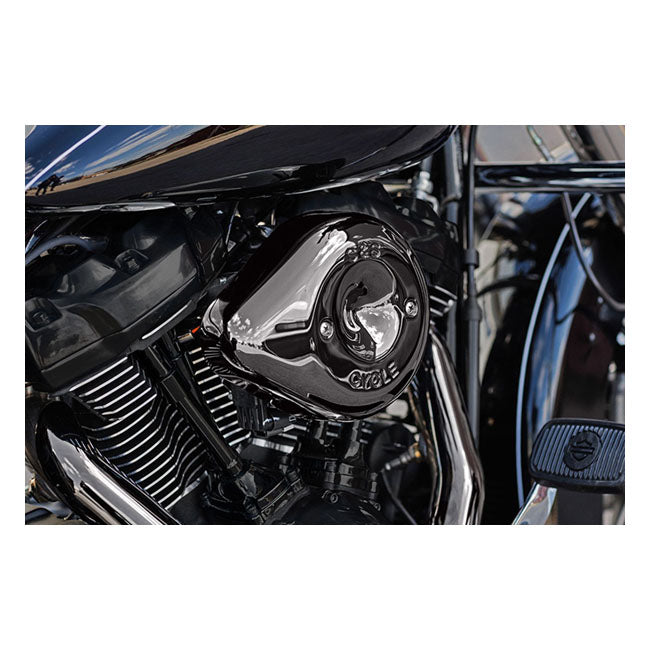 S&amp;S Stealth Teardrop Air Filter Kit. Lava Chrome for Harley-Davidson