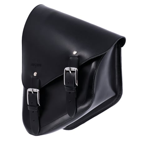 Alforja Longride cuero negro liso para Harley Davidson