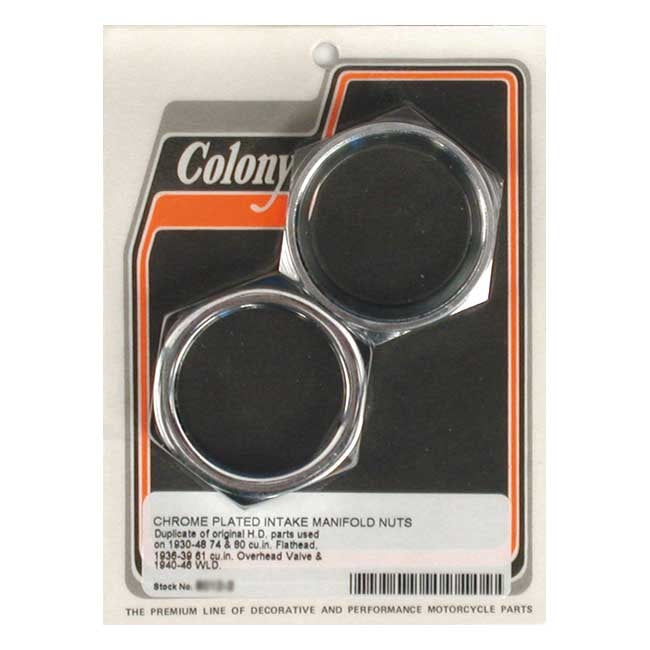 Colony Chrome Plumber Style Manifold Nuts for Harley Davidson