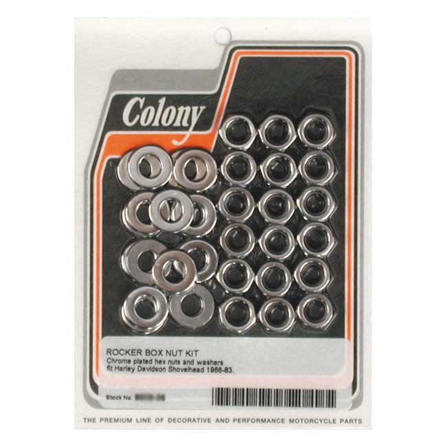 Colony, Box Top nut set for Shovel Balance. Chrome, OEM style for Harley-Davidson