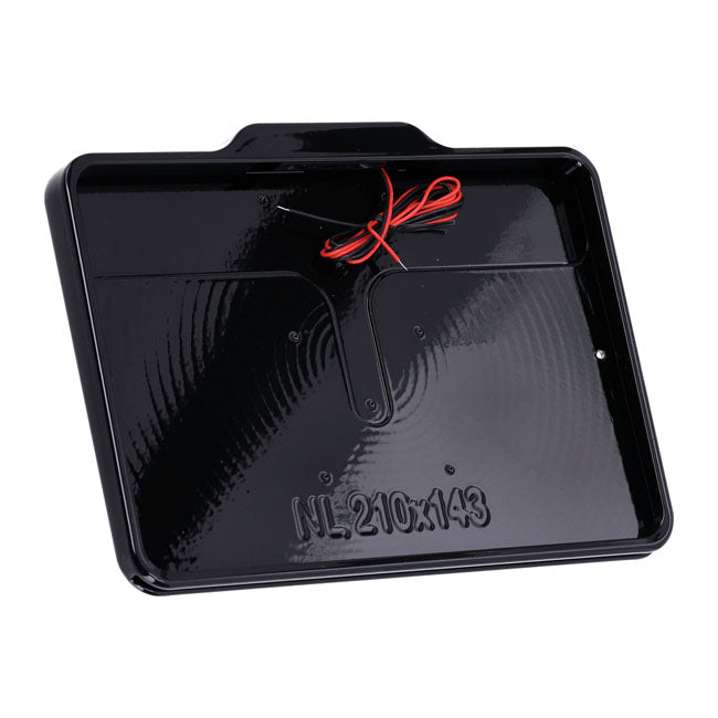 DMP, Kennzeichenrahmen mit Licht 5.0 NL BE. Schwarzglänzend für Harley-Davidson