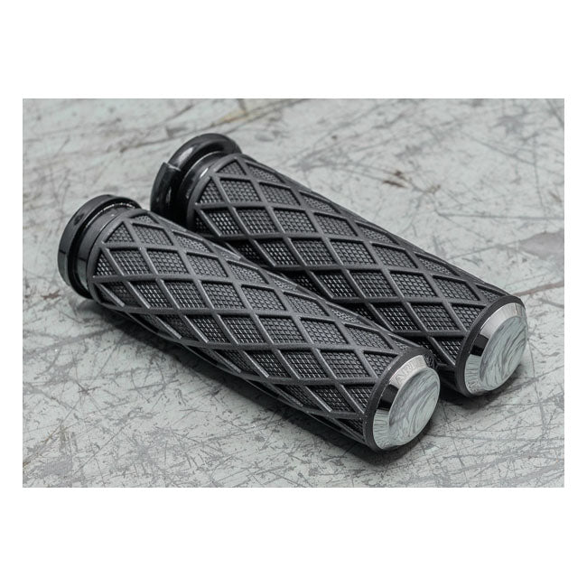 Juego De Puños De Manillar Diamante Cromado Para Harley-Davidson