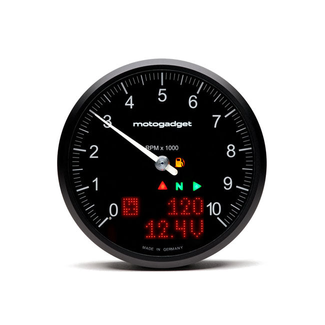 Motogadget, Chronoclassic 2 „Tacho Face“-Tachometer. 10.000 U/min. Schwarzes B für Harley Davidson