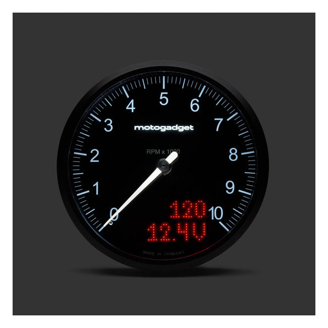 Motogadget, Chronoclassic 2 „Tacho Face“-Tachometer. 10.000 U/min. Schwarzes B für Harley Davidson