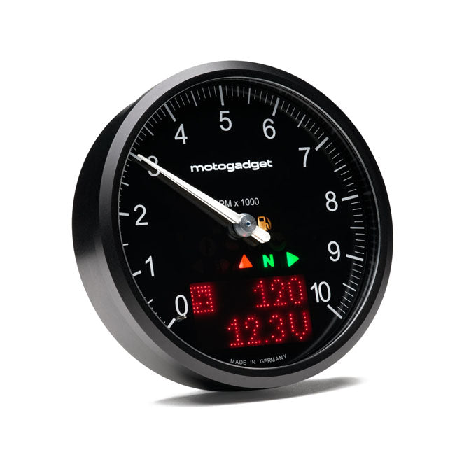 Motogadget, Chronoclassic 2 „Tacho Face“-Tachometer. 10.000 U/min. Schwarzes B für Harley Davidson