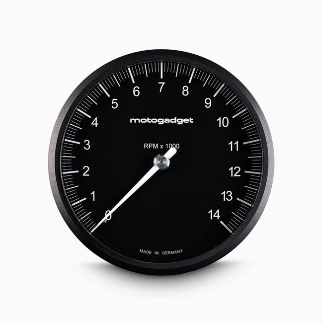 Motogadget, Chronoclassic 2 „Tacho Face“-Tachometer. 14.000 U/min. Schwarzes B für Harley Davidson