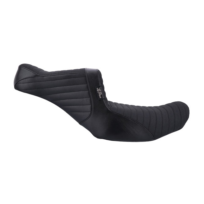 Le Pera, Pleated Two-Up Seat with Gripp Tail, Black for Harley-Davidson