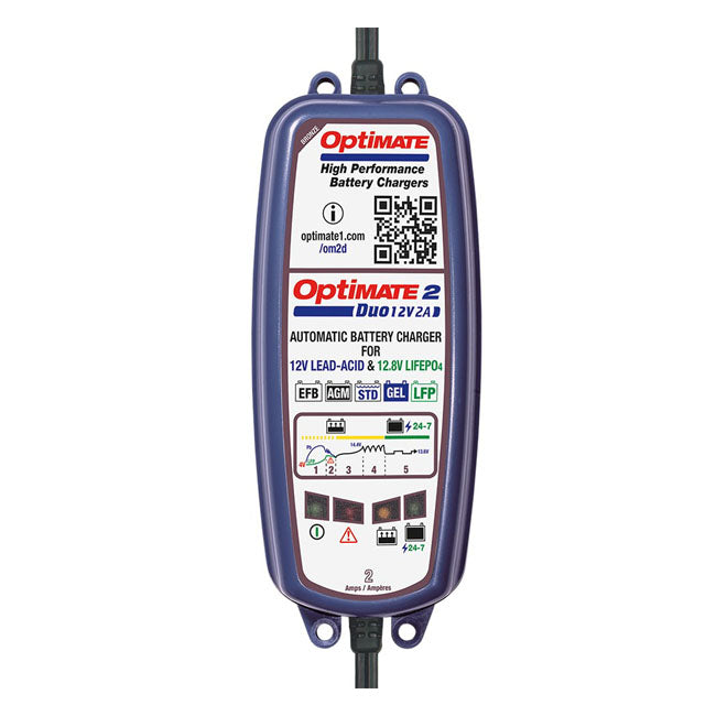 Cargador de baterías Optimate 2 Duo 12V Bronce TM-550 para moto