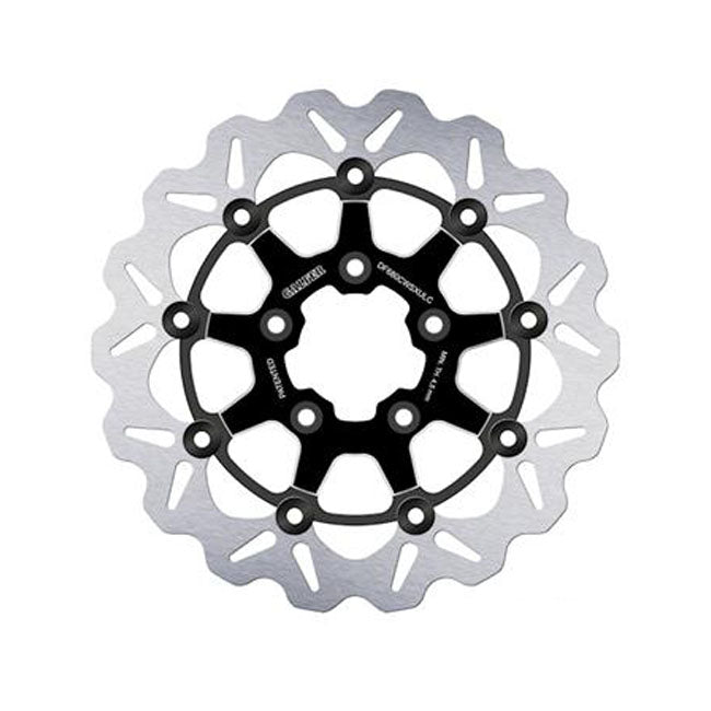 Galfer Bremsscheibe. Gewellt. Schwimmend. Schwarz/Kontrast. 330x5mm für Harley-Davidson