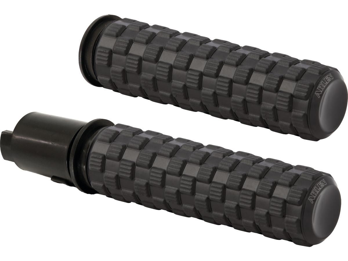 Schwarze Airtrax-Griffe aus Gummi, schwarze Endkappen, 1"-Gaszug für Harley-Davidson