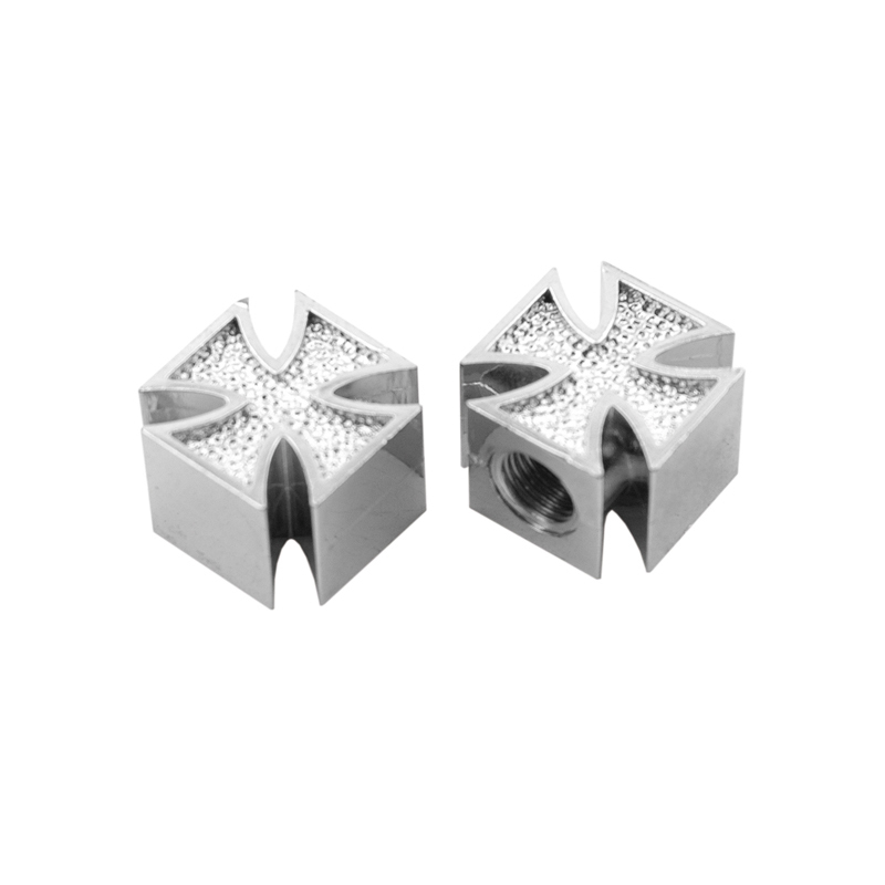 Pareja De Tapones De Valvula Cruz Malta Cromados