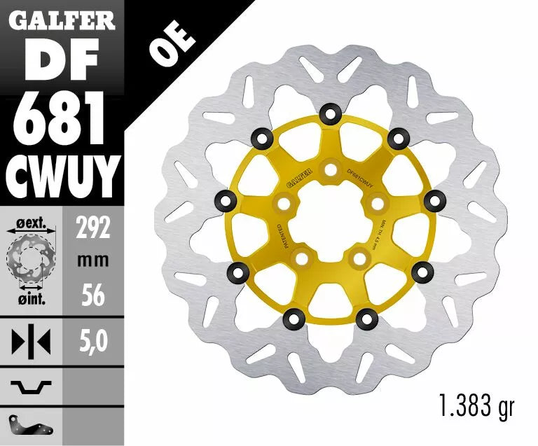 Schwimmende Bremsscheibe mit goldener Welle für Harley Davidson