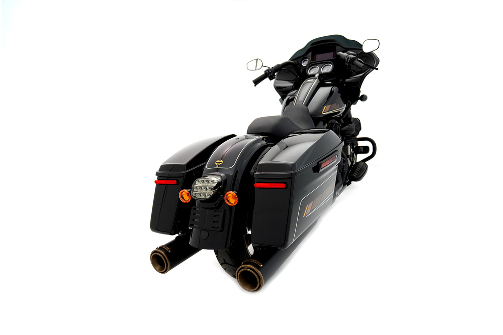 Silenciadores Slip-On De 4,5" HP45 XL Negros Con Tapas De Bronce Para HD