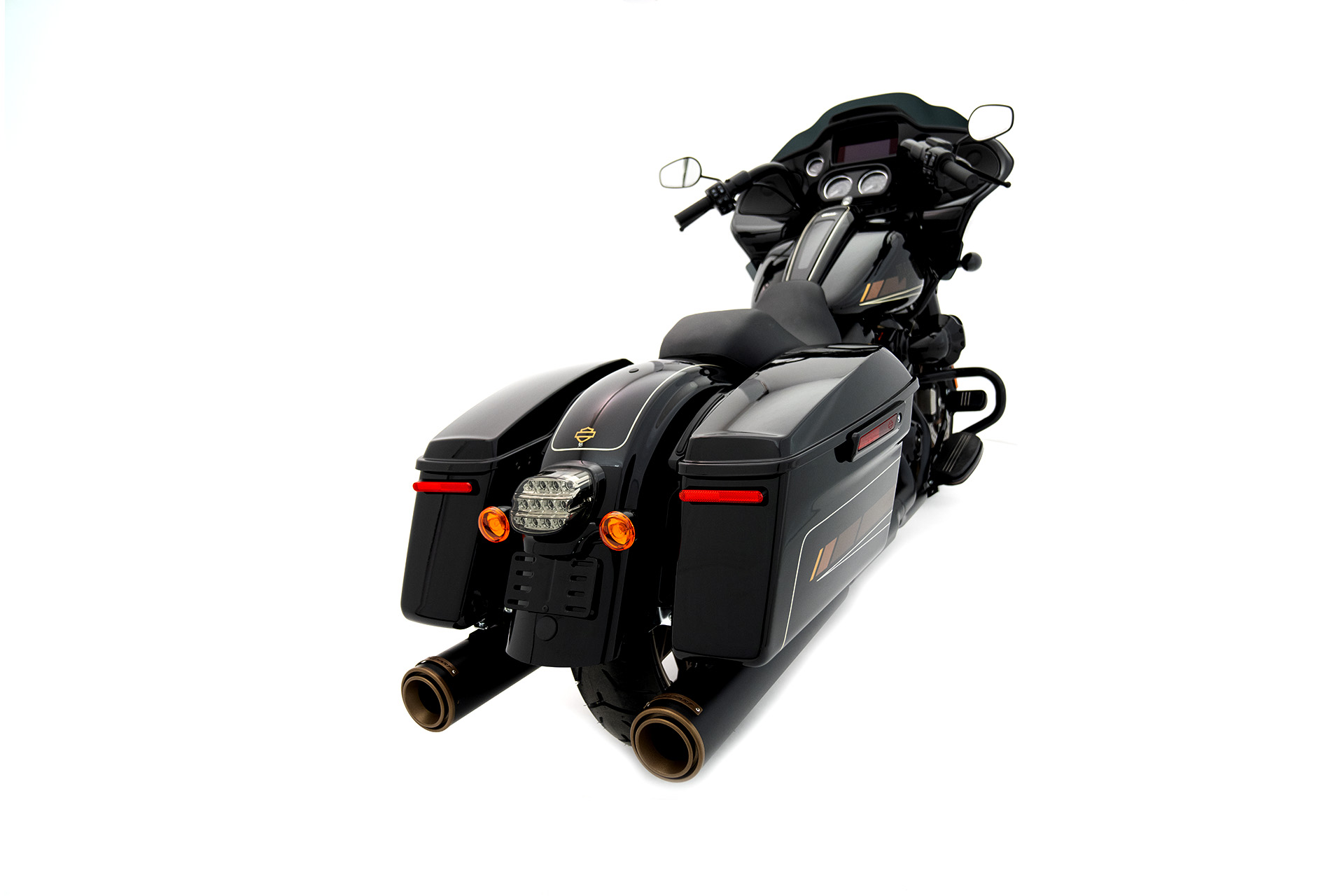 Silenciadores Slip-On De 4,5" HP45 XL Negros Con Tapas De Bronce Para HD