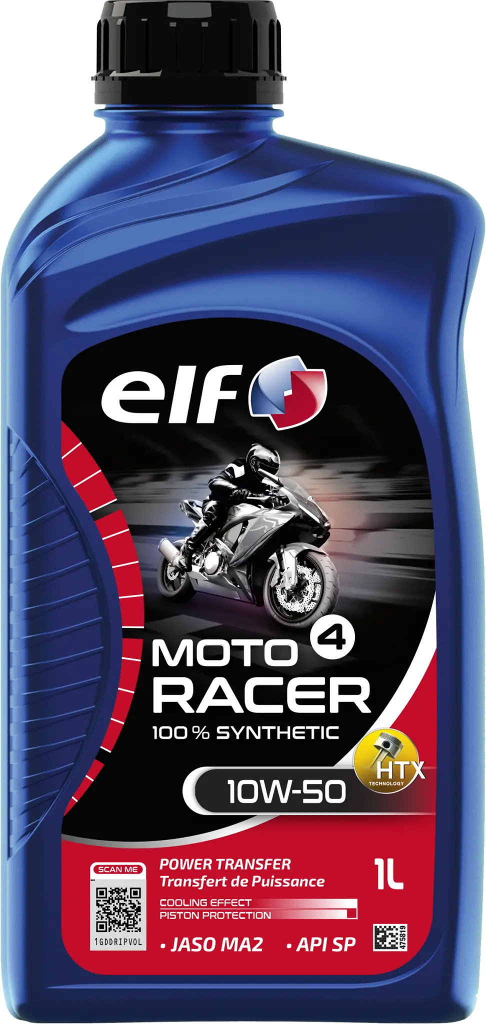 Aceite motor sintetico 100% para moto 4 Racer 10W-50 1L