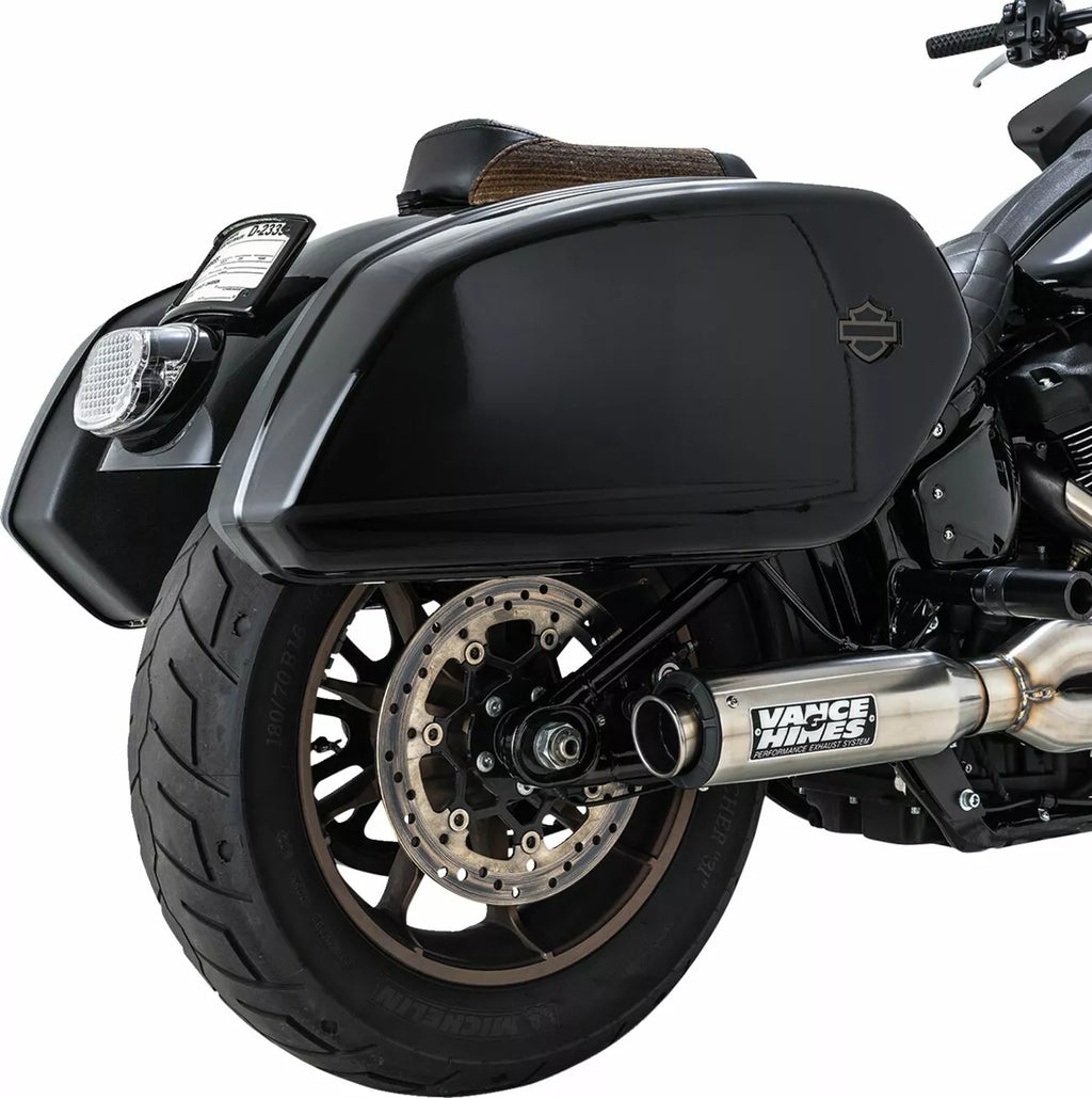 2-in-1-Supersport-Auspuffanlage aus gebürstetem Edelstahl für Harley Davidson Softail