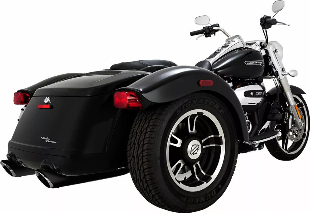 Schwarze Twin Slash Slip-On-Schalldämpfer für Harley Davidson