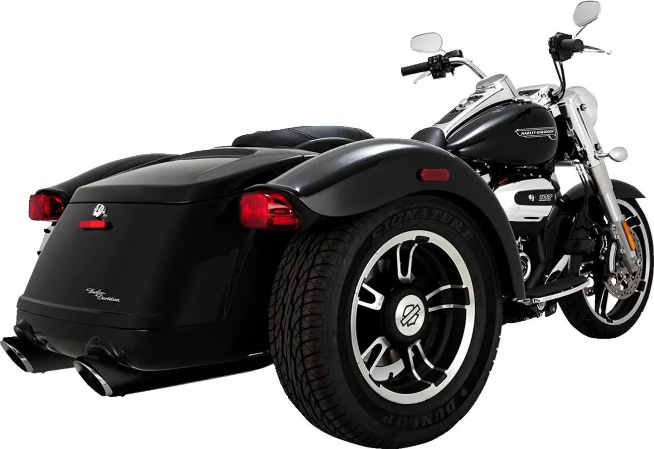 Schwarze Twin Slash Slip-On-Schalldämpfer für Harley Davidson
