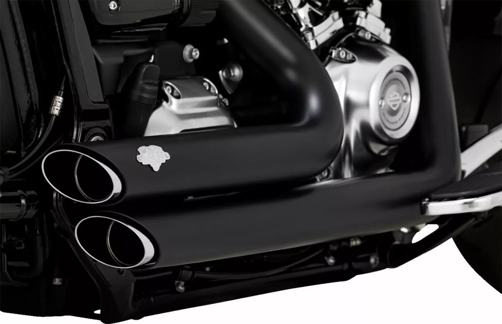Shortshots Staggered Auspuffanlage Schwarz für Harley Davidson FLFB, FXBR, FXBRS, FXDR, FXDRS