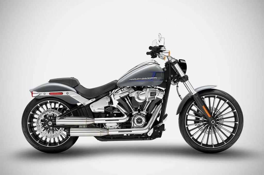 Silenciadores Slip-On E4/E5 Pulido Para Harley Davidson Softail Breakout / Fat Boy 17-24